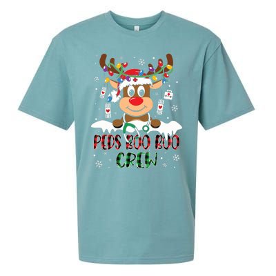 Peds Nurse Boo Crew Reindeer Nurse Buffalo Plaid Christmas Sueded Cloud Jersey T-Shirt