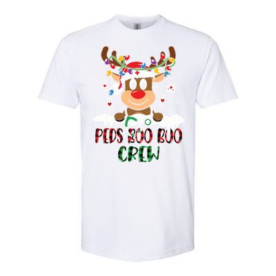 Peds Nurse Boo Crew Reindeer Nurse Buffalo Plaid Christmas Softstyle CVC T-Shirt