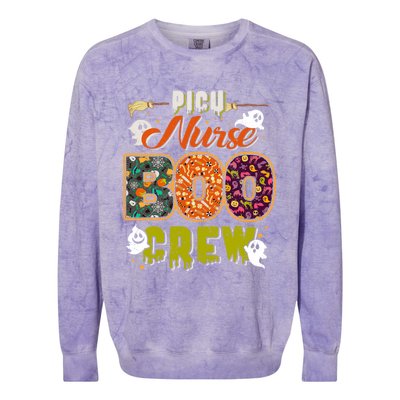 Picu Nurse Boo Crew Rn Squad Halloween Matching Fun Meaningful Gift Colorblast Crewneck Sweatshirt