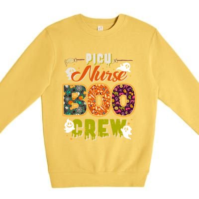 Picu Nurse Boo Crew Rn Squad Halloween Matching Fun Meaningful Gift Premium Crewneck Sweatshirt