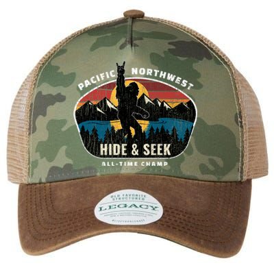 Pacific Northwest Bigfoot Hide And Seek Champ Sasquatch Gift Legacy Tie Dye Trucker Hat