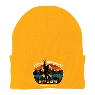 Pacific Northwest Bigfoot Hide And Seek Champ Sasquatch Gift Knit Cap Winter Beanie