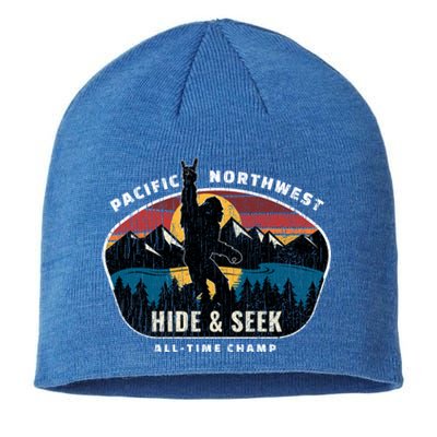 Pacific Northwest Bigfoot Hide And Seek Champ Sasquatch Gift Sustainable Beanie