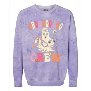 Peds Nurse Boo Crew Retro Halloween Pediatric Nurse Colorblast Crewneck Sweatshirt