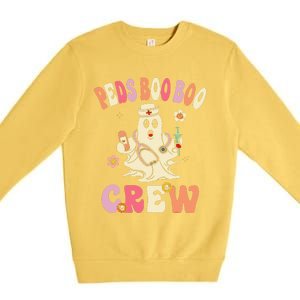 Peds Nurse Boo Crew Retro Halloween Pediatric Nurse Premium Crewneck Sweatshirt