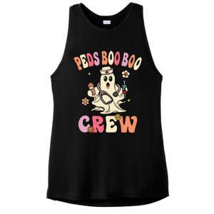 Peds Nurse Boo Crew Retro Halloween Pediatric Nurse Ladies PosiCharge Tri-Blend Wicking Tank