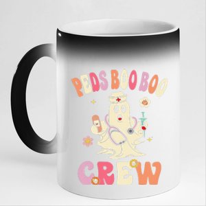 Peds Nurse Boo Crew Retro Halloween Pediatric Nurse 11oz Black Color Changing Mug