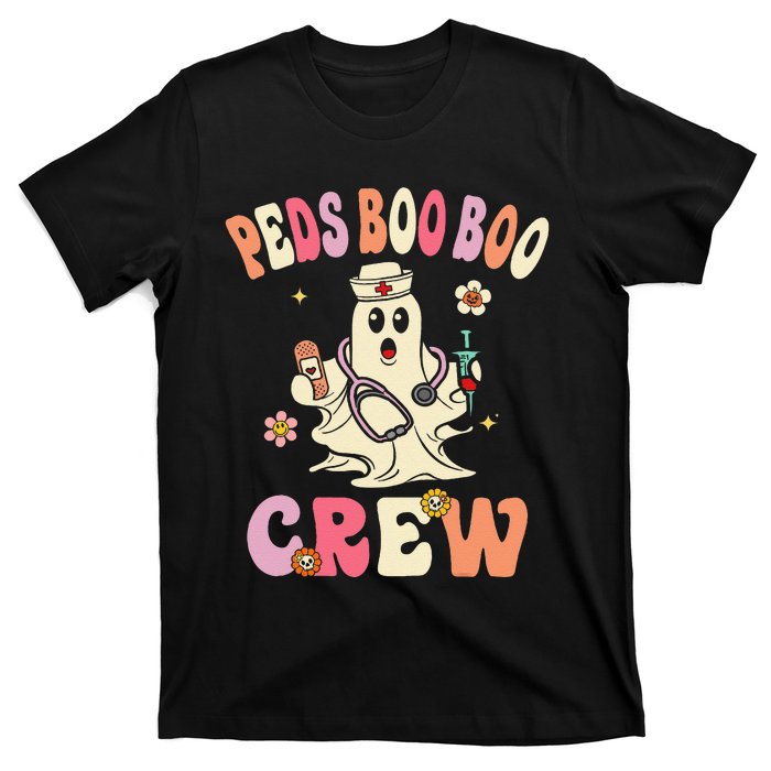 Peds Nurse Boo Crew Retro Halloween Pediatric Nurse T-Shirt