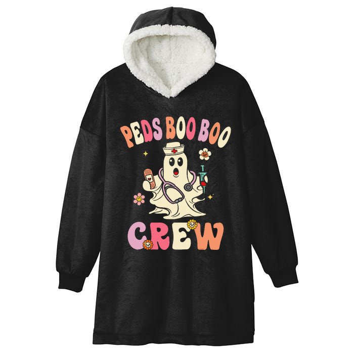 Peds Nurse Boo Crew Retro Halloween Pediatric Nurse Hooded Wearable Blanket