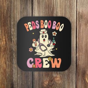 Peds Nurse Boo Crew Retro Halloween Pediatric Nurse Coaster