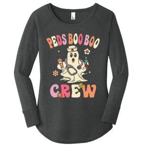 Peds Nurse Boo Crew Retro Halloween Pediatric Nurse Women's Perfect Tri Tunic Long Sleeve Shirt