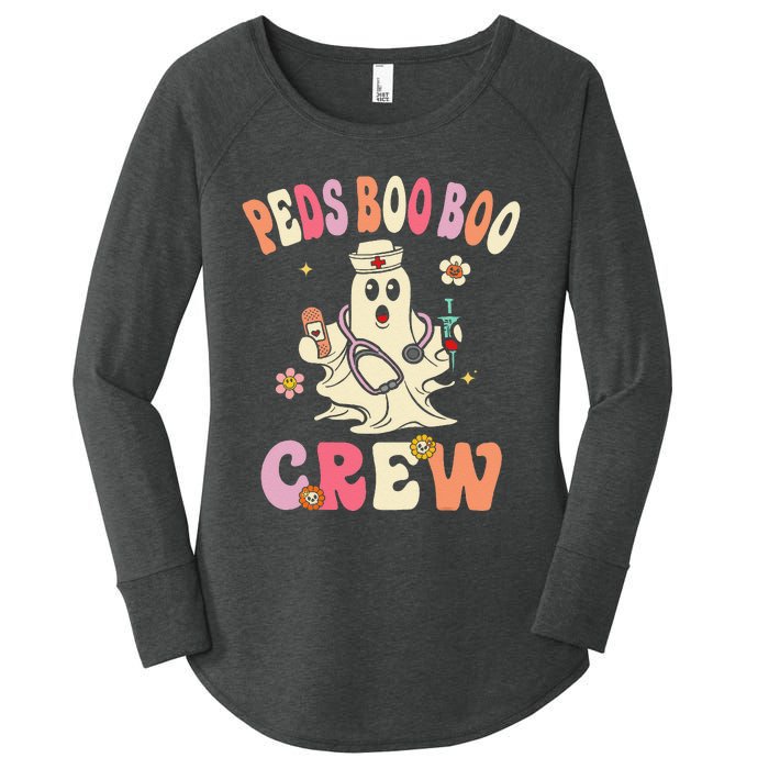 Peds Nurse Boo Crew Retro Halloween Pediatric Nurse Women's Perfect Tri Tunic Long Sleeve Shirt