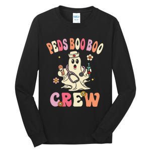 Peds Nurse Boo Crew Retro Halloween Pediatric Nurse Tall Long Sleeve T-Shirt