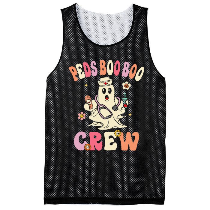 Peds Nurse Boo Crew Retro Halloween Pediatric Nurse Mesh Reversible Basketball Jersey Tank