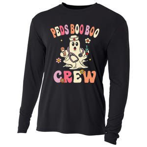 Peds Nurse Boo Crew Retro Halloween Pediatric Nurse Cooling Performance Long Sleeve Crew