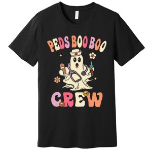 Peds Nurse Boo Crew Retro Halloween Pediatric Nurse Premium T-Shirt