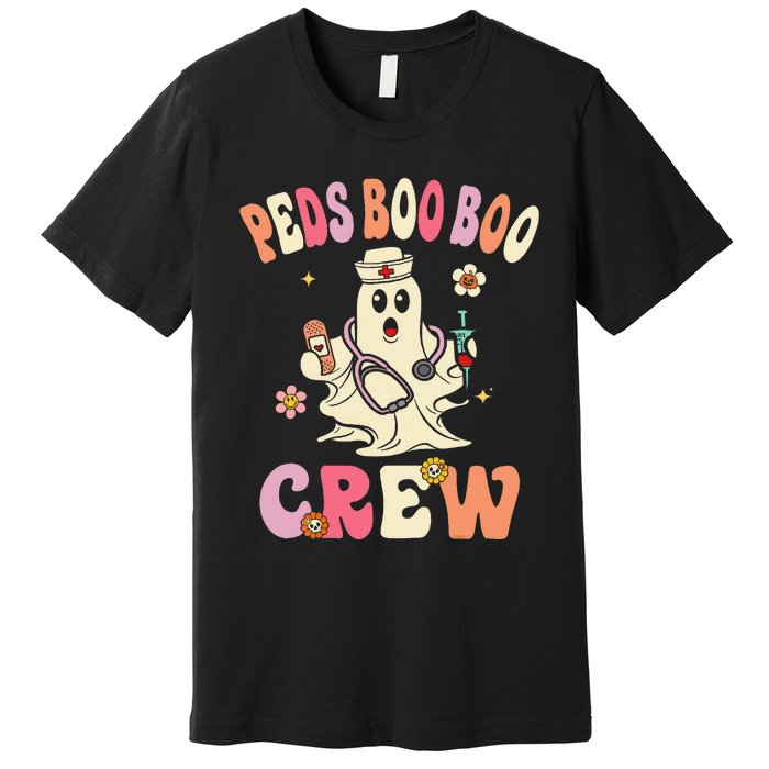 Peds Nurse Boo Crew Retro Halloween Pediatric Nurse Premium T-Shirt