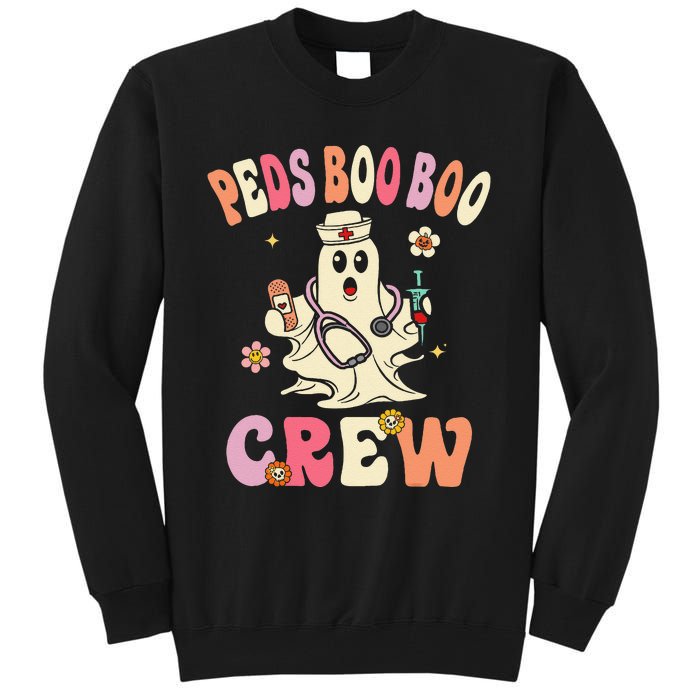 Peds Nurse Boo Crew Retro Halloween Pediatric Nurse Tall Sweatshirt