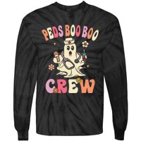 Peds Nurse Boo Crew Retro Halloween Pediatric Nurse Tie-Dye Long Sleeve Shirt