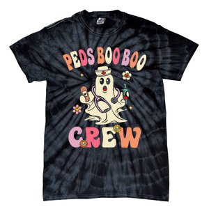 Peds Nurse Boo Crew Retro Halloween Pediatric Nurse Tie-Dye T-Shirt