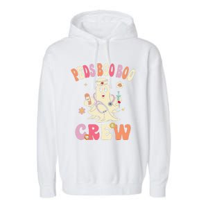 Peds Nurse Boo Crew Retro Halloween Pediatric Nurse Garment-Dyed Fleece Hoodie