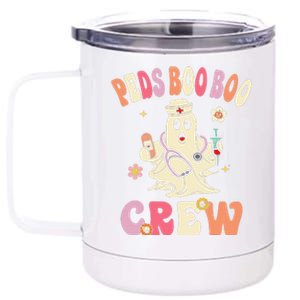 Peds Nurse Boo Crew Retro Halloween Pediatric Nurse 12 oz Stainless Steel Tumbler Cup