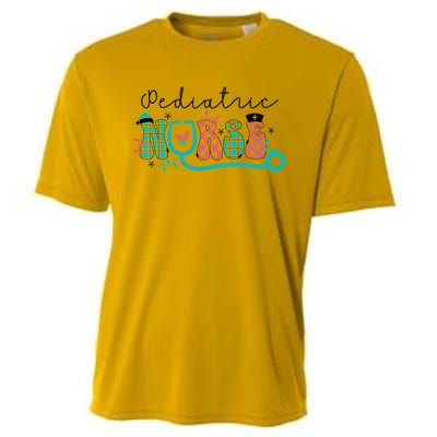 Pediatric Nurse Christmas Retro Peds Rn Xmas Nursing Group Gift Cooling Performance Crew T-Shirt