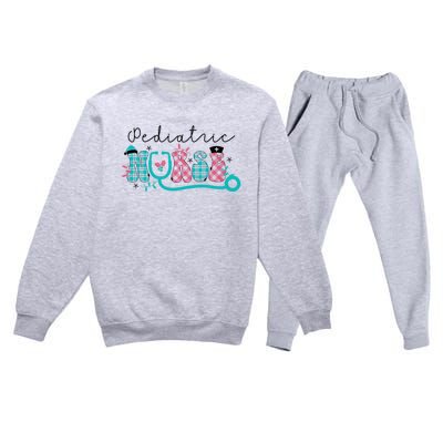 Pediatric Nurse Christmas Retro Peds Rn Xmas Nursing Group Gift Premium Crewneck Sweatsuit Set