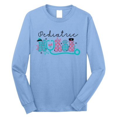 Pediatric Nurse Christmas Retro Peds Rn Xmas Nursing Group Gift Long Sleeve Shirt