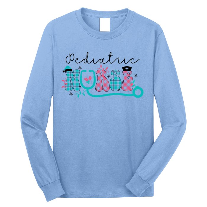 Pediatric Nurse Christmas Retro Peds Rn Xmas Nursing Group Gift Long Sleeve Shirt