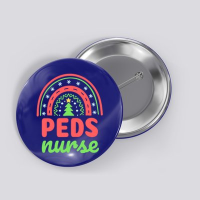 Peds Nurse Christmas Tree Rainbow Pediatric Nursing Funny Gift Button