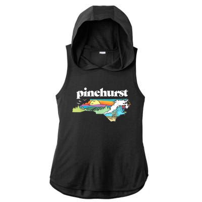 Pinehurst North Carolina Outdoors Retro Nature Ladies PosiCharge Tri-Blend Wicking Draft Hoodie Tank