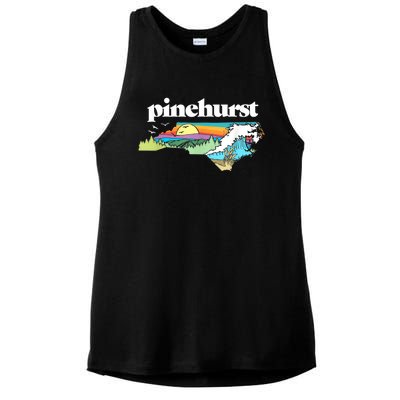 Pinehurst North Carolina Outdoors Retro Nature Ladies PosiCharge Tri-Blend Wicking Tank