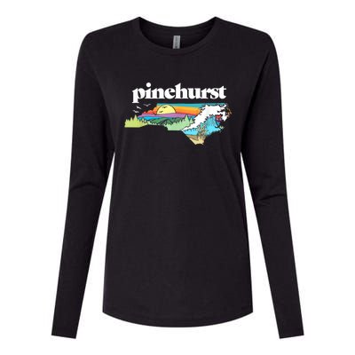 Pinehurst North Carolina Outdoors Retro Nature Womens Cotton Relaxed Long Sleeve T-Shirt