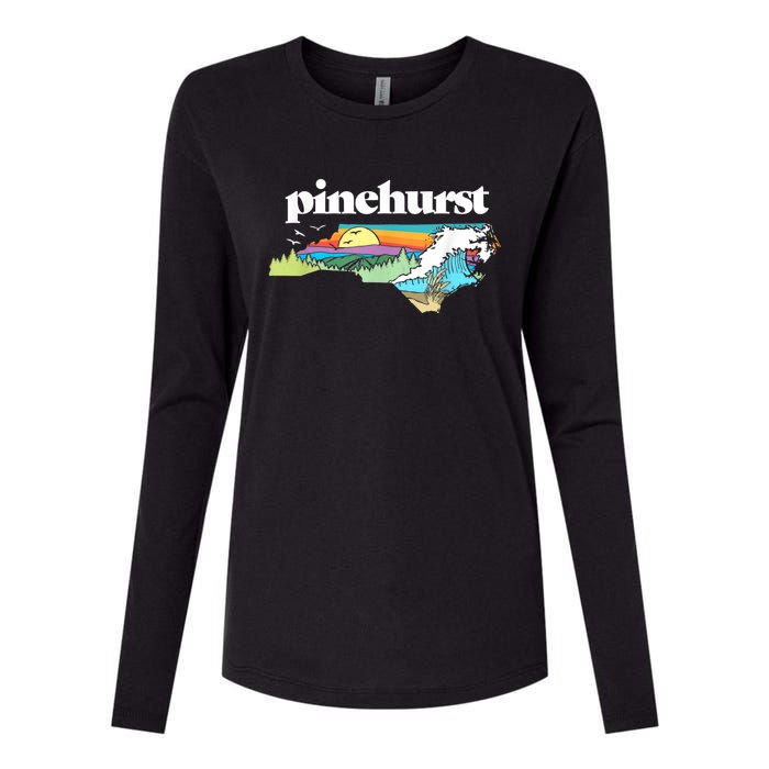 Pinehurst North Carolina Outdoors Retro Nature Womens Cotton Relaxed Long Sleeve T-Shirt