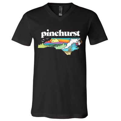 Pinehurst North Carolina Outdoors Retro Nature V-Neck T-Shirt