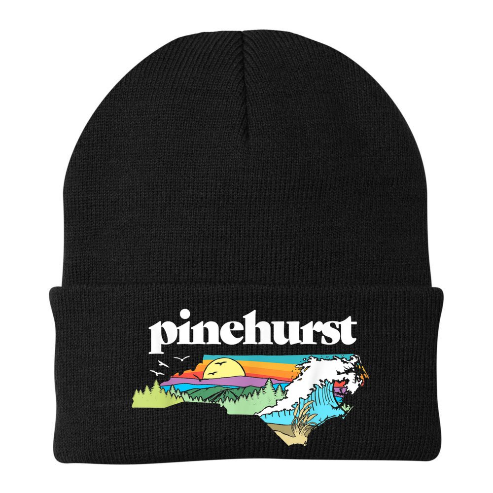 Pinehurst North Carolina Outdoors Retro Nature Beanie