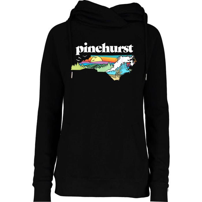 Pinehurst North Carolina Outdoors Retro Nature Womens Funnel Neck Pullover Hood