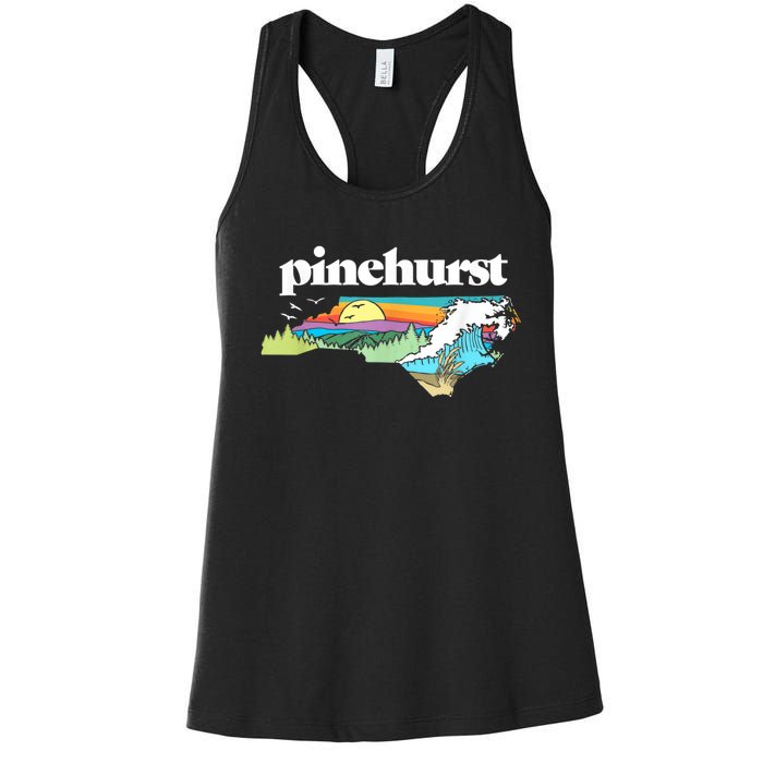 Pinehurst North Carolina Outdoors Retro Nature Women's Racerback Tank