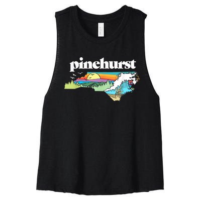 Pinehurst North Carolina Outdoors Retro Nature Women's Racerback Cropped Tank