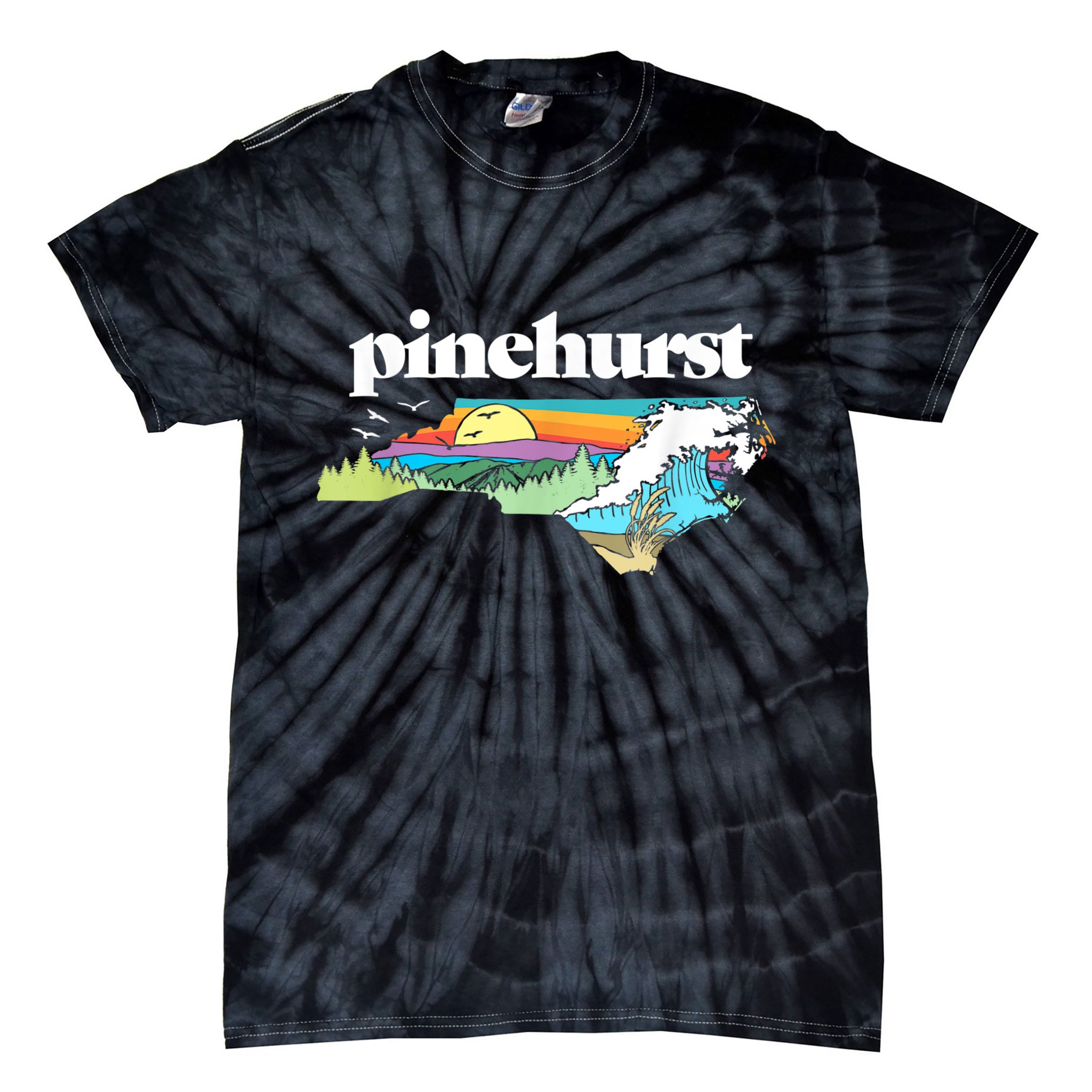 Pinehurst North Carolina Outdoors Retro Nature Tie-Dye T-Shirt