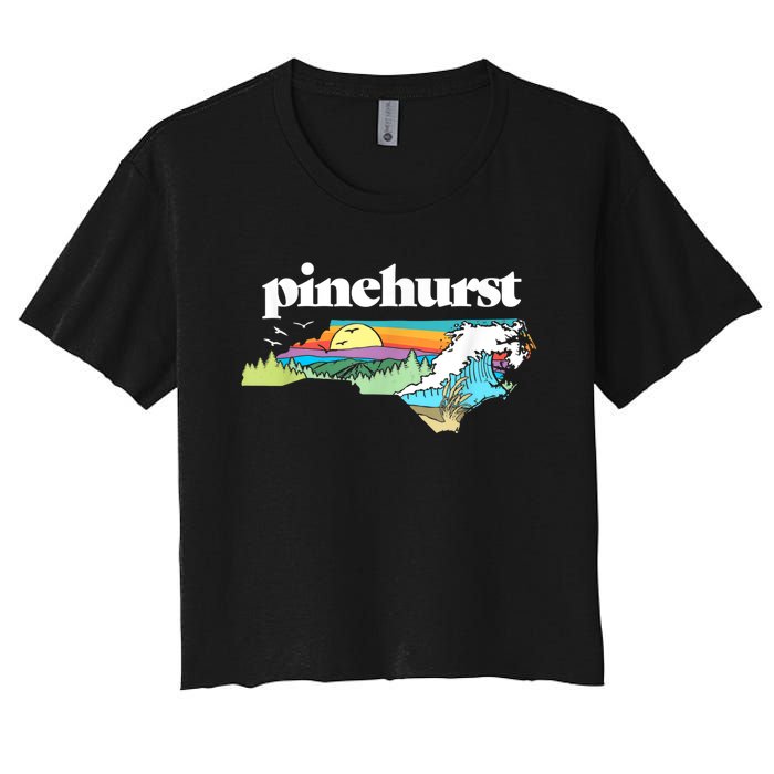 Pinehurst North Carolina Outdoors Retro Nature Women's Crop Top Tee