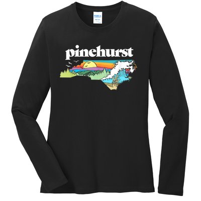 Pinehurst North Carolina Outdoors Retro Nature Ladies Long Sleeve Shirt