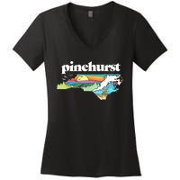 Pinehurst North Carolina Outdoors Retro Nature Women's V-Neck T-Shirt