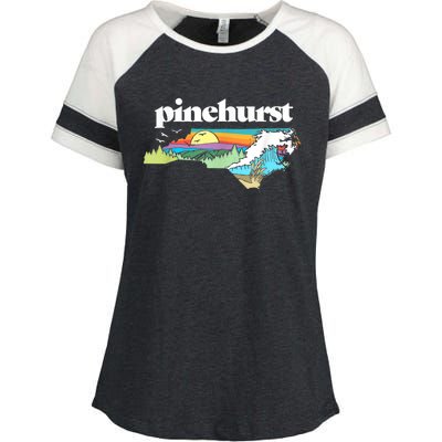 Pinehurst North Carolina Outdoors Retro Nature Enza Ladies Jersey Colorblock Tee