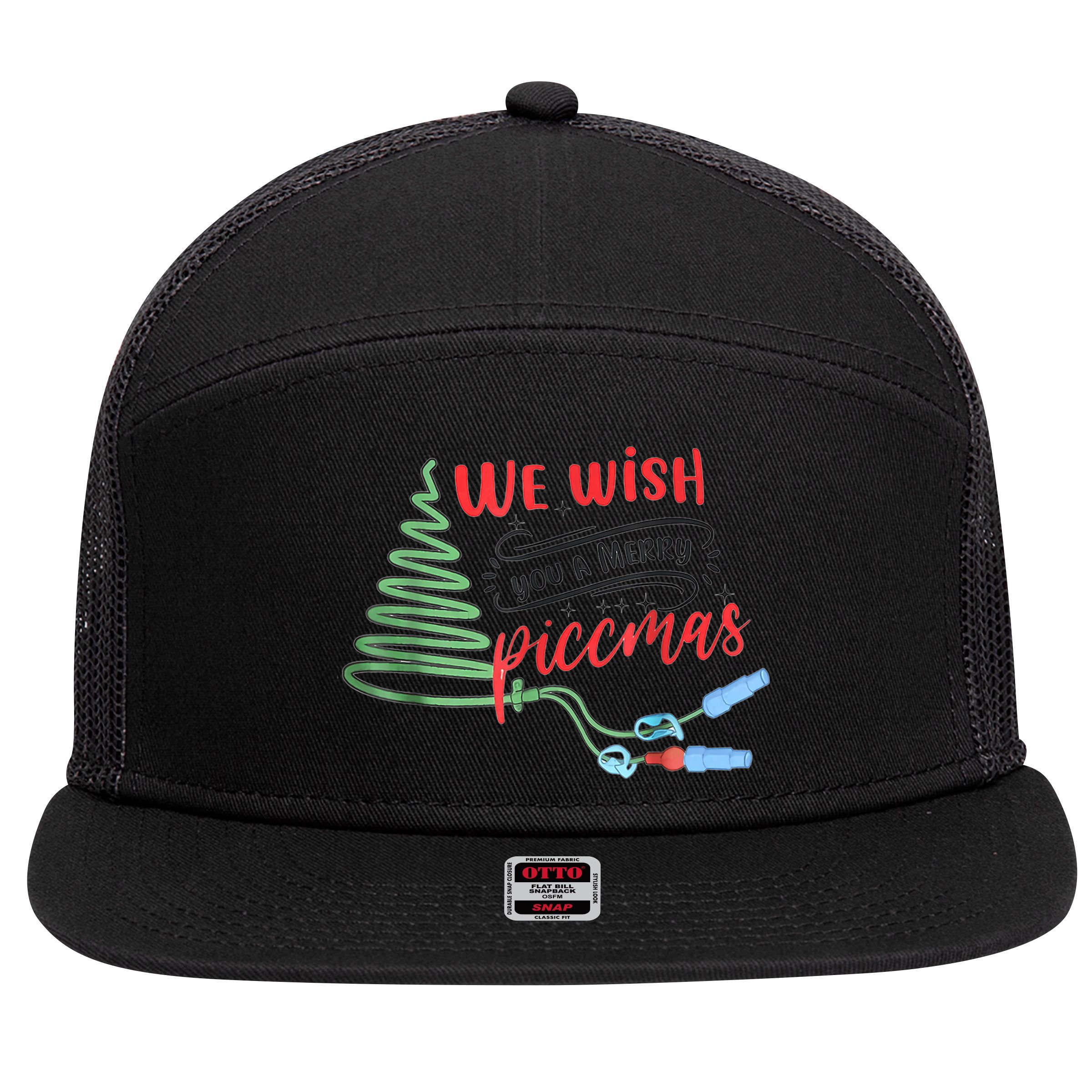 PICC Nurse Christmas Vascular Access ICU Rn Infusion Nurse 7 Panel Mesh Trucker Snapback Hat
