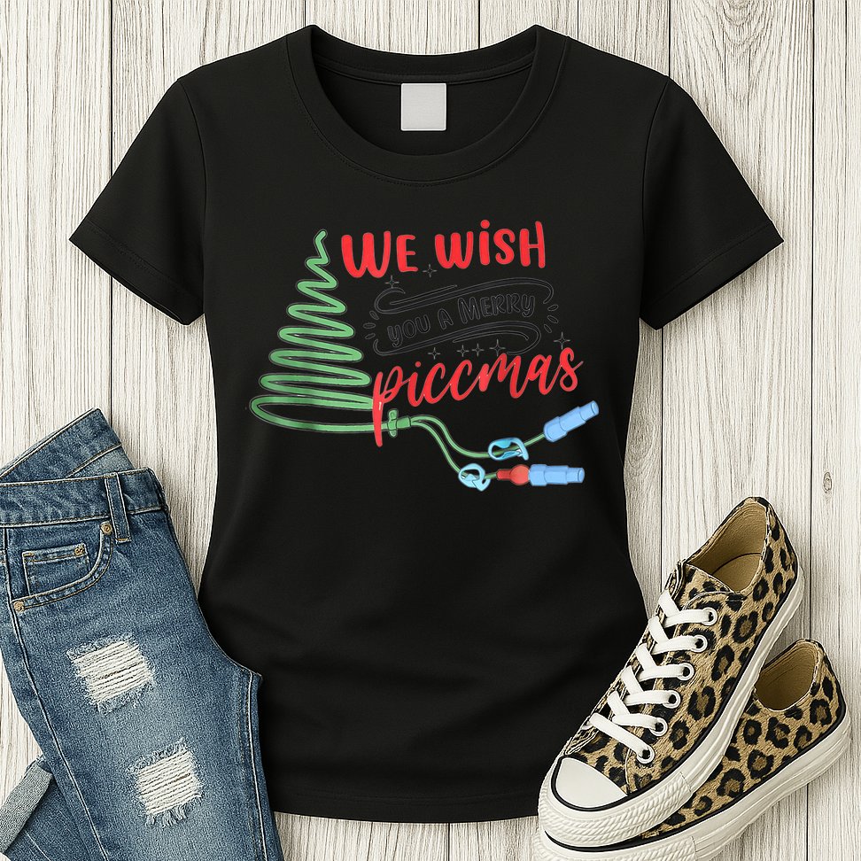PICC Nurse Christmas Vascular Access ICU Rn Infusion Nurse Womens T-Shirt