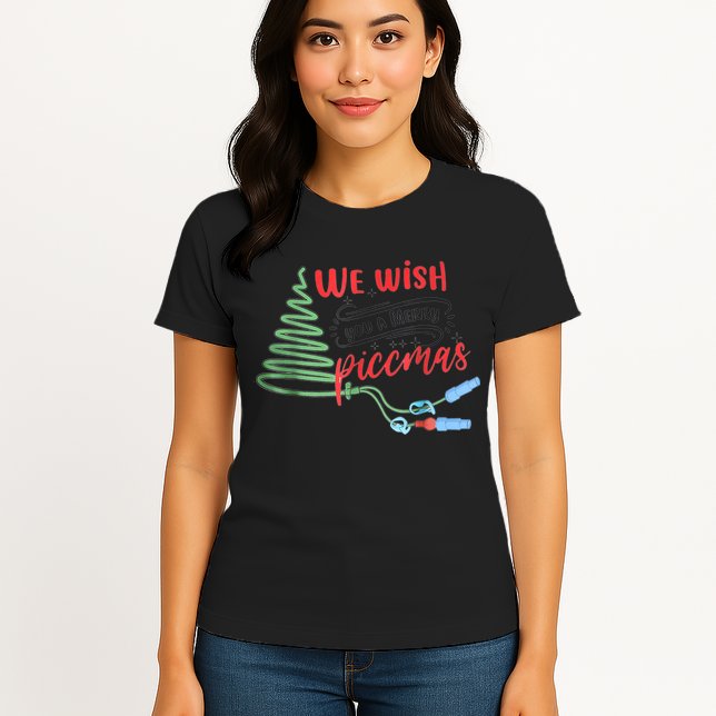 PICC Nurse Christmas Vascular Access ICU Rn Infusion Nurse Womens T-Shirt