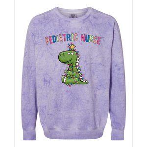 Pediatric Nurse Christmas Peds Dinosaur Rn Xmas Peds Nurse Colorblast Crewneck Sweatshirt