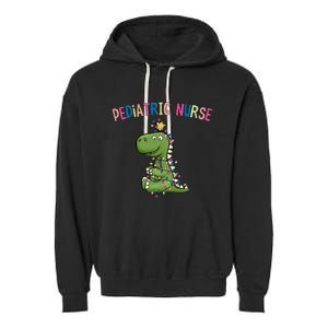 Pediatric Nurse Christmas Peds Dinosaur Rn Xmas Peds Nurse Garment-Dyed Fleece Hoodie